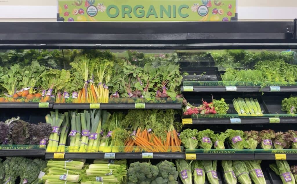 organic section at grocery store